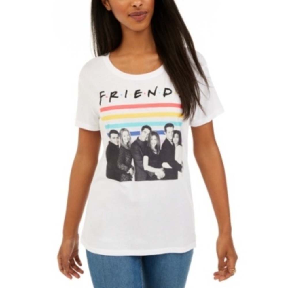 Love Tribe Juniors Friends Rainbow Graphic T-Shirt, White, Size M
